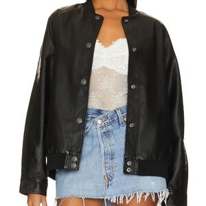 Free People | We The Free Wild Rose Faux Leather Bomber